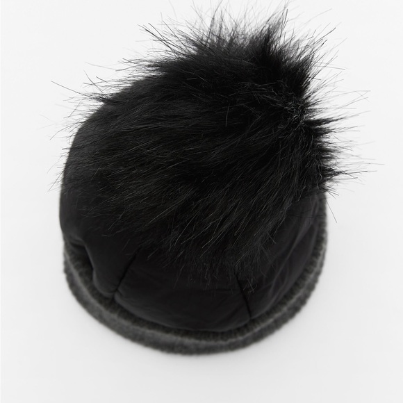 NWT. Zara Black/Grey Quilted Beanie. Size S-M. Ref. - Picture 6 of 12